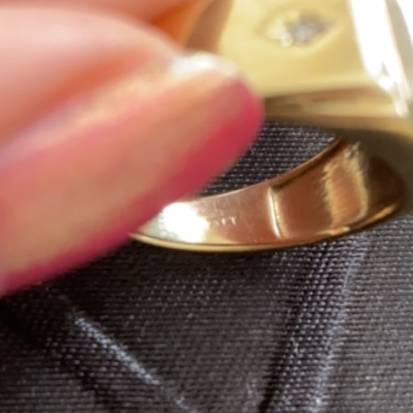 14K Yellow White Gold Diamond Signet Ring - Picture 7 of 10